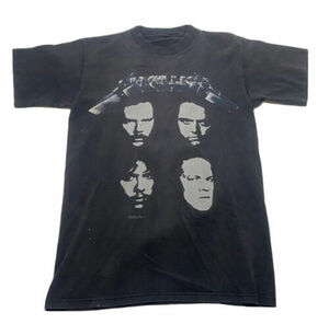 Vintage Metallica Black Album Faces T Shirt Single Stitch Double Sided 17x26 L1 海外 即決