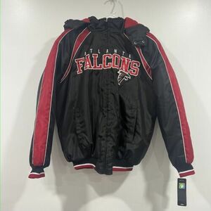 Atlanta Falcons NFL G-III Bomber Jacket Quilt Lined Full Zip Removeable Hood Sm 海外 即決