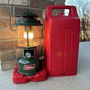 Vintage COLEMAN 220H Lantern Sept 1973 w/amber globe & red carry case 9/73 海外 即決