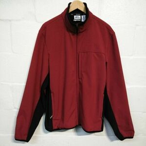 Slazenger Full Zip Up Coat - Hoodless Red Fleece Windbreaker Embroidered - L 海外 即決