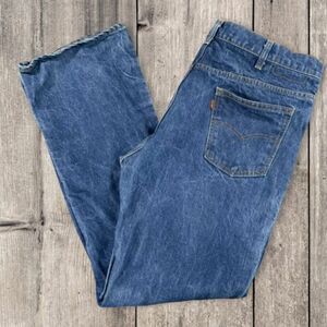 Vintage 80s Levis 517 Bootcut Jeans 40x32 Blue Denim Orange Tab Made in USA 海外 即決