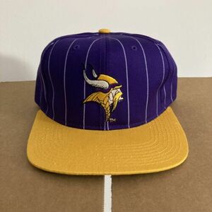 DS Vintage Minnesota Vikings Snapback Hat Starter Pinstripe Randy Moss 海外 即決