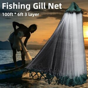Catch Fish Gillnet 3-Layer Sinking Net Does Not Entangle The River Fishing 2024 海外 即決