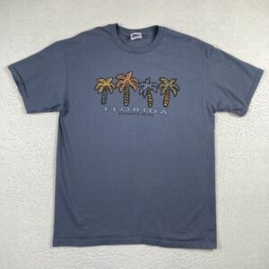 Florida Shirt Mens XL Blue Vintage USA Sunshine State Palms Travel Beach Tee 海外 即決