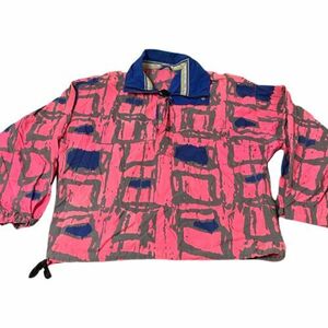 VTG OP Ocean Pacific Windbreaker Shell 1/2 Zip Pink Blue Lightweight L 海外 即決