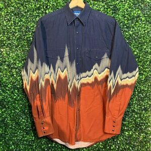 Vintage Wrangler Button Up Shockwave Pattern Medium 海外 即決