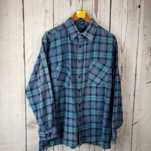 Sagatuck Dry Goods Mens Vintage T Shirt Size Large Button Down Plaid Blue 海外 即決