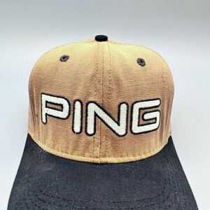 Vintage Ping Golf Hat Leather Strapback Cap USA Made Karsten Brown Black 海外 即決