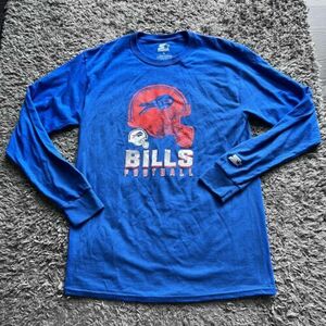 Buffalo Bills Starter Shirt Mens Medium Blue Pullover Long Sleeve NFL Logo 海外 即決