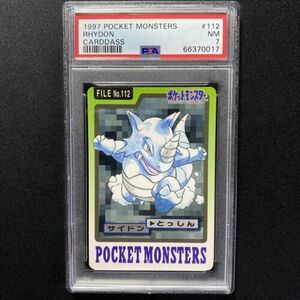 PSA 7 NEAR MINT Rhydon Japanese Bandai Carddass 1997 ポケモン 112 海外 即決