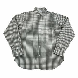 Brooks Brothers Black Fleece, Gray Checkered Shirt Cotton Button Up BB3 Sz M 海外 即決