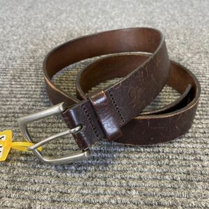 Gap Belt Mens M Brown Leather Silver Square Buckle 海外 即決