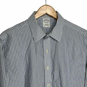 Brooks Brothers Mens 16-33 Supima Cotton Blue Striped French Cuff Dress Shirt 海外 即決
