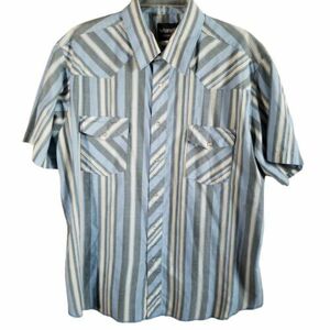 Vintage Wrangler Western Shirt Mens XL Extra Large Gray Blue Plaid Snap Button 海外 即決