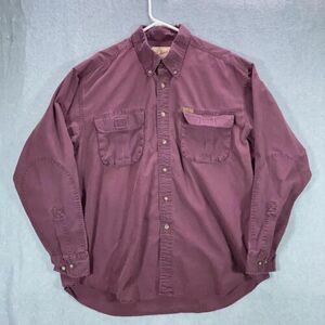 Vintage Woolrich Shirt Men's Extra Large Purple Button Up Hook and Loop Pocket 海外 即決