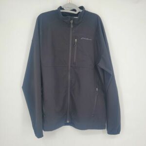 Eddie Bauer Men's Lightweight Jacket Size Large Black Full Zip Pockets Logo Flaw 海外 即決