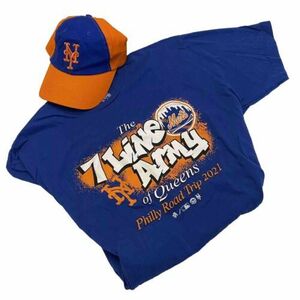 New York Mets 7 Line Army Philly Road Trip 2021 T-Shirt MLB Baseball XL & Hat 海外 即決