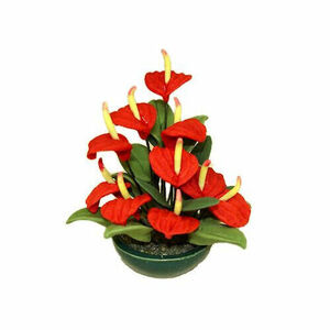 Dollhouse Red Anthurium Flamingo Lily Christmas Flower 1:12 Doll House Miniature 海外 即決