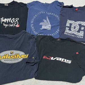 Vintage Lot Of 5 Mens T Shirt Quicksilver Vans DC Bundle Skate Surf Size L Faded 海外 即決