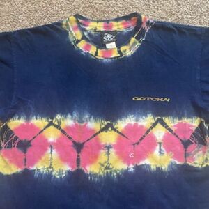 Vintage Gotcha T-Shirt Mens Medium Tie Dye Surf Single Stitch 90's 海外 即決