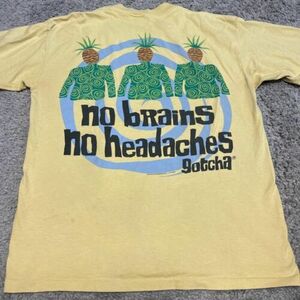 Vintage 90s 1996 Single Stitch Gotcha Surf No Brains No Headache Shirt Medium. 海外 即決