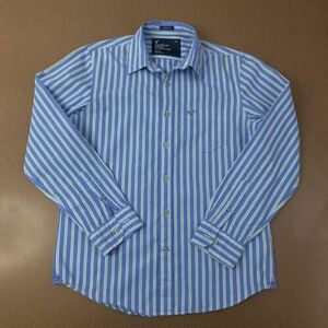 American Eagle Mens Medium Vintage Fit Blue striped Long Sleeve Button Front 海外 即決