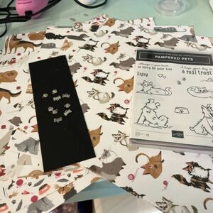 PAMPERED PETS Stamps - PETS Dies - PLAYFUL PETS DSP 24 sheets cut 6x6 Stampin Up 海外 即決