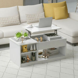 Durable Modern Coffee Table with Lift Tabletop and Storage Compartments 海外 即決