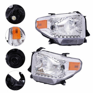 Halogen Headlights Set For 2014 2015 2016 2017 Toyota Tundra Left and Right 2Pcs 海外 即決