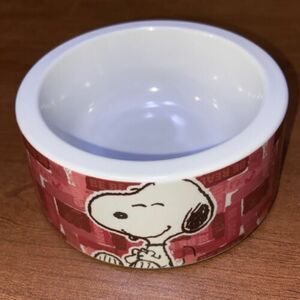 VTG EUC PEANUTS SNOOPY BE HAPPY COOL & REAL! DOG ? CAT FOOD OR WATER BOWL/ DISH 海外 即決
