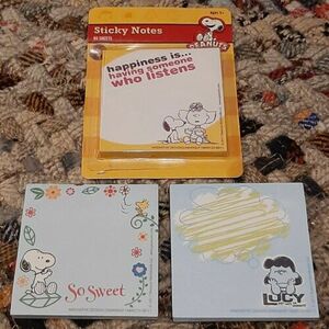 Snoopy Peanuts notepad lot of (3) assorted pads 海外 即決