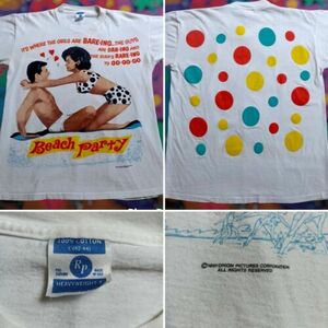 Vintage Frankie Avalon Beach Party Sz Large AOP Shirt Movie Promo Very Rare 90s 海外 即決