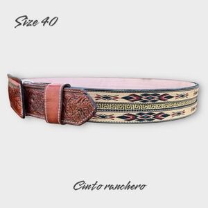 leather belt Cowboy western Cinto Ranchero Size 40 Cinturn Vaqueros 海外 即決