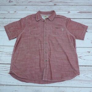 Woolrich Men's XL Red Chambray Short Sleeve Button Up Shirt VINTAGE RETRO LOOK 海外 即決