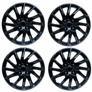 15" Set of 4 Black Wheel Covers Snap On Full Hub Caps fit R15 Tire & Plastic Rim 海外 即決