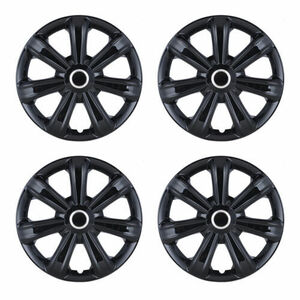 15" Set of 4 Black Wheel Covers Snap On Full Hub Caps fit R15 Tire & Steel Rim 海外 即決