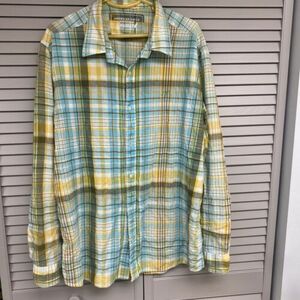 American Eagle Men's Madras Vintage Fit Shirt Button Down Blue Plaid XXL/TTG 海外 即決