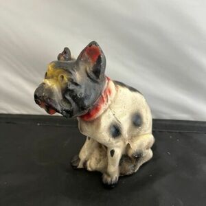 Vintage Carnival Prize Bulldog Hollow Chalkware Dog Distressed Boston Terrier 海外 即決