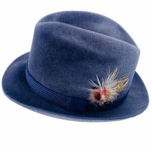 Dobbs 5th Ave Hunter Mt Mens Size 7 3/8 Blue Fur Felt Long Oval Fedora Vintage 海外 即決