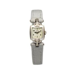 1950s Vintage Hamilton 14k White Gold & Diamonds Ladies Cocktail Watch 海外 即決