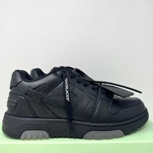 Off-White Out Of Office Men's レザー スニーカーs 21cm(US3)9 EU/ 6 US Triple Black 海外 即決