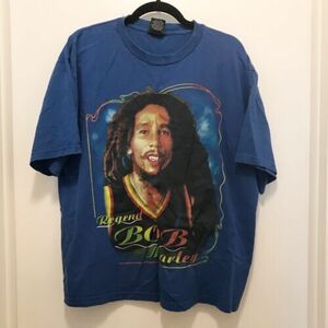 Vintage Bob Marley Double Sided Rap Tee Shirt Size XL Blue Color BaiBon (read) 海外 即決