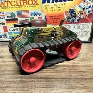 Vintage Marx Tin Toy Midget Climbing Fighting Tank 1950s - Works 海外 即決