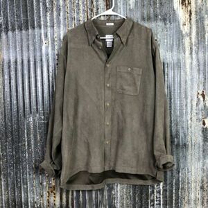 Vintage Geoffrey Beene Micro Suede Shirt Mens X-Large Adult Brown Button Up LS 海外 即決