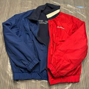 VTG Tommy Hilfiger Jacket Mens XL Red Blue Colorblock Reversible 90s Bomber 海外 即決