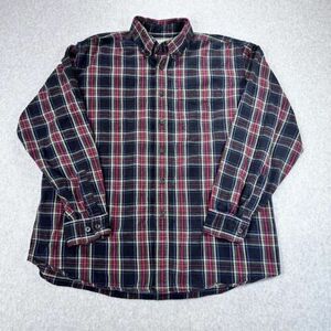 L.L. Bean Men's Plaid Flannel Shirt Large Cotton Plaid Black Red Vintage Y2K 海外 即決