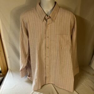 Vtg Sovereign Mens Square Bottom Shirt Cotton Blend 18 18.5 2X USA Made Striped 海外 即決