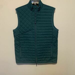 Greyson Mens Small Collared Sleeveless Quilted Puffer Vest Dark Blue Green 海外 即決