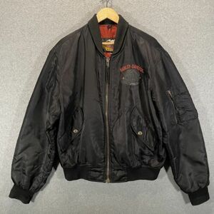Harley Davidson Owners Group HOG Satin Bomber Jacket Men's Large Made in USA 海外 即決