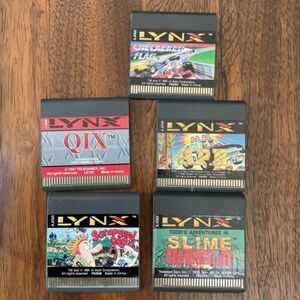 Atari Lynx Lot of 5 Games Scrapyard Dog Slime World Qix APB Checkered Flag V01 海外 即決